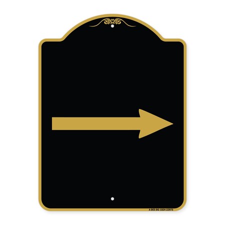 Signmission Designer Series Sign-Right Arrow, Black & Gold Aluminum Architectural Sign, 18" x 24", BG-1824-22975 A-DES-BG-1824-22975